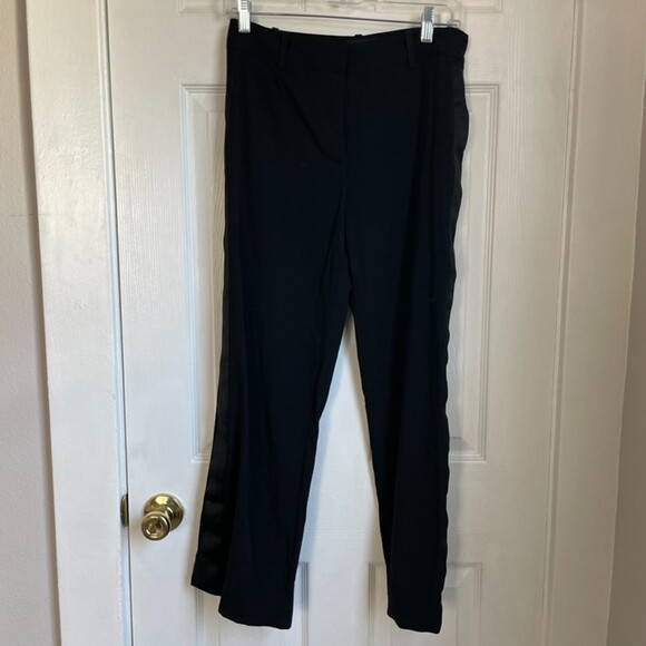 Equipment Hagan Tuxedo Satin Stripe Trousers Black Pants - Picture 7 of 16